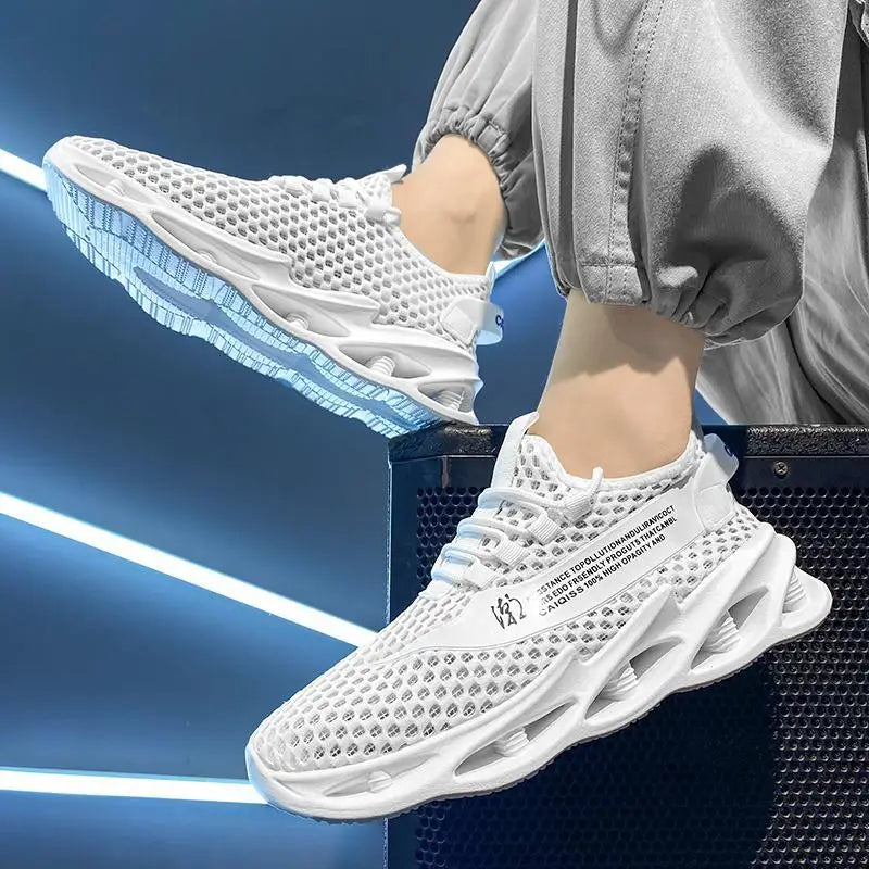 2025 New Summer Sneakers Men Mesh Breathable Running Tennis Shoes Outdoor Sports Tenis Masculino White Casual Walking Shoes size