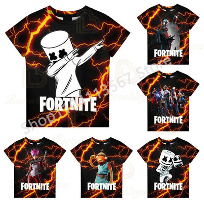 Children 100-160cm Hot Sale F-Fortnited Summer Boy T-shirt for Toddler Baby Funny Game T Shirts Fashion Girls Boys Birthday Gift