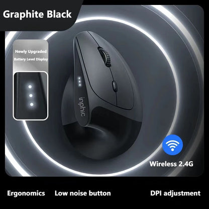 Inphic X9 PRO Vertical Wireless Mouse, Ergonomic Silent Bluetooth & 2.4G Rechargeable Mouse with Type-C Fast Charging, 12800 DPI for Laptop, PC & Gaming
