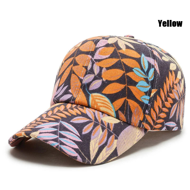 Wiosenno-letnia czapka z daszkiem w stylu koreańskim z motywem liści, unisex