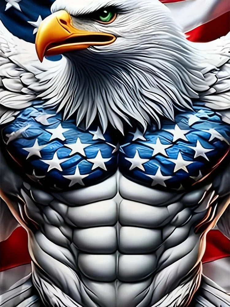 Patriottisch 3D-T-shirt met adelaarsprint voor heren, casual T-shirt met ronde hals en korte mouwen, ideaal voor zomermode en buitenactiviteiten, herenkleding