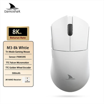 Darmoshark M3 V2 Gaming Mouse Double 8K Wireless Tri Mode 26KDPI PAW3395 Sensor Big Hand Game Macro Mouse For Computer Laptop PC