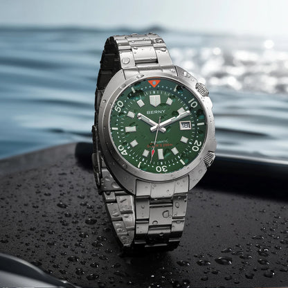 BERNY 20ATM Diver Watch For Men Mechanical Miyota 8215 Sapphire Sports Diving Luminous Anti-collision Crown Dual Crown Men Watch