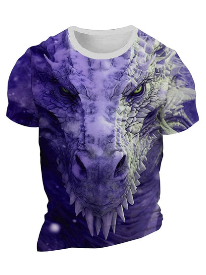 Camiseta de hombre con estampado de dragón 3D, informal de verano para diario, camiseta urbana de hombre para deportes al aire libre, manga corta, moda urbana