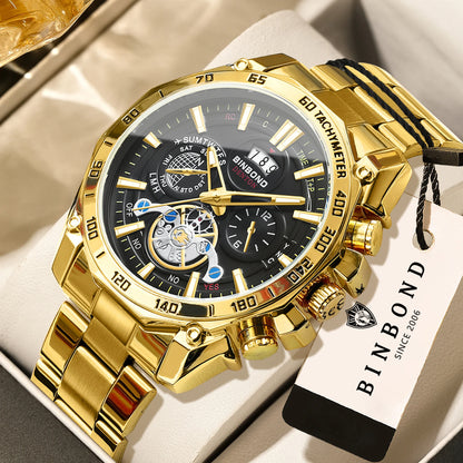 Orologi al quarzo di lusso BINBOND da uomo, luminescenti, impermeabili, con datario automatico, precisi e resistenti, in stile sportivo e business.