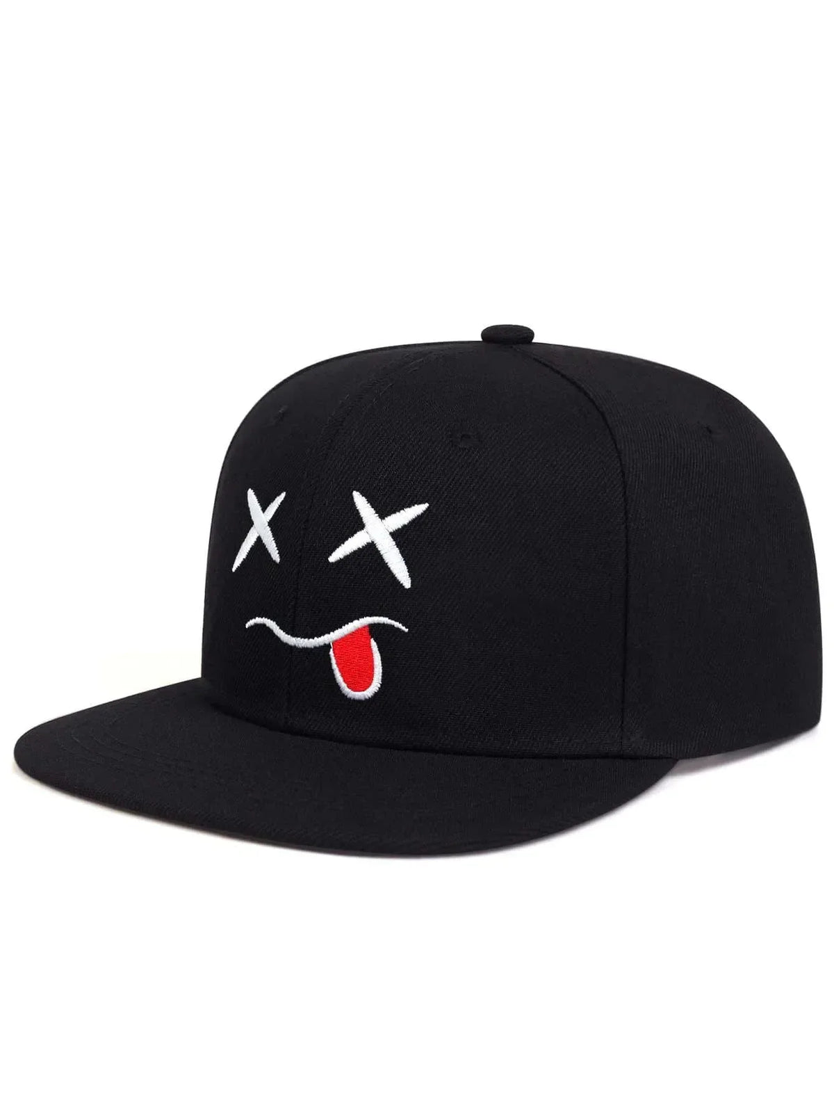 Gorra de béisbol de ala ancha, 100 % algodón, protección UV, ajustable, con un bordado de una sonrisa y diseño que estiliza el rostro