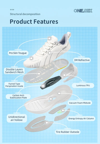 ONEMIX Running Shoes for Men Outdoor Fitness Sport Shoes Anti-skid Cushioning Ultra-Light Support Comfort Man Trainers Sneakers