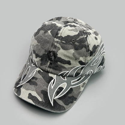 Niche Hip Hop Letter Flame Flag Baseball Hats New Unisex Sunshade Personal Versatile Color Block Fashion Retro ins Peaked Caps