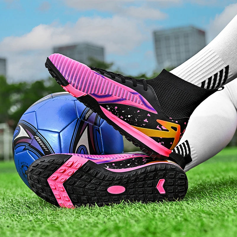 Nouvelles chaussures de football pour hommes, chaussures de sport, chaussures de futsal à cheville haute, chaussures de football de haute qualité, antidérapantes pour intérieur et extérieur, ultralégères, antidérapant