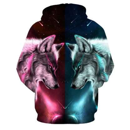 Animal Wolf – bluzy z kapturem drukowane w 3D dla mężczyzn i kobiet, modne, codzienne, oversize, swetry typu pullover, styl hip-hopowy, Harajuku, odzież uliczna