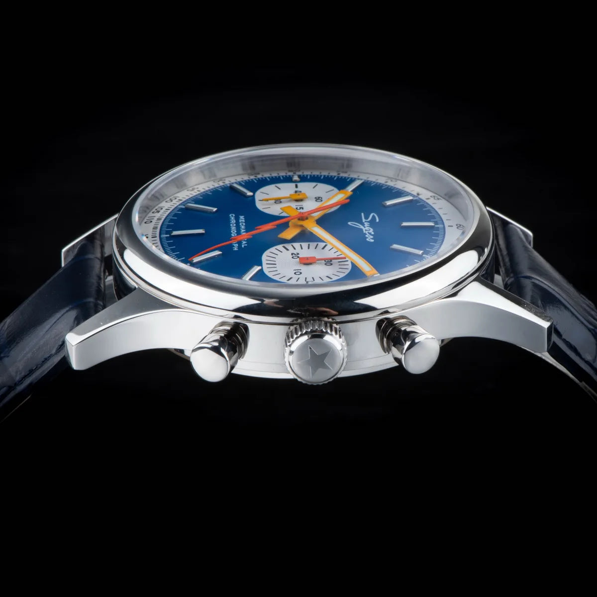 Sugess ST1901 Man Watch Mechanical Chronograph Origin Movement Swanneck Wristwatch Official Pilot Sappire Crystal Military Limit