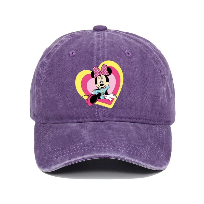 Retro Washed Mickey Mouse Print Baseball Cap Men Women Vintage Kpop Snapback Cap Adjustable Breathable Trucker Hat Sunscreen Hat
