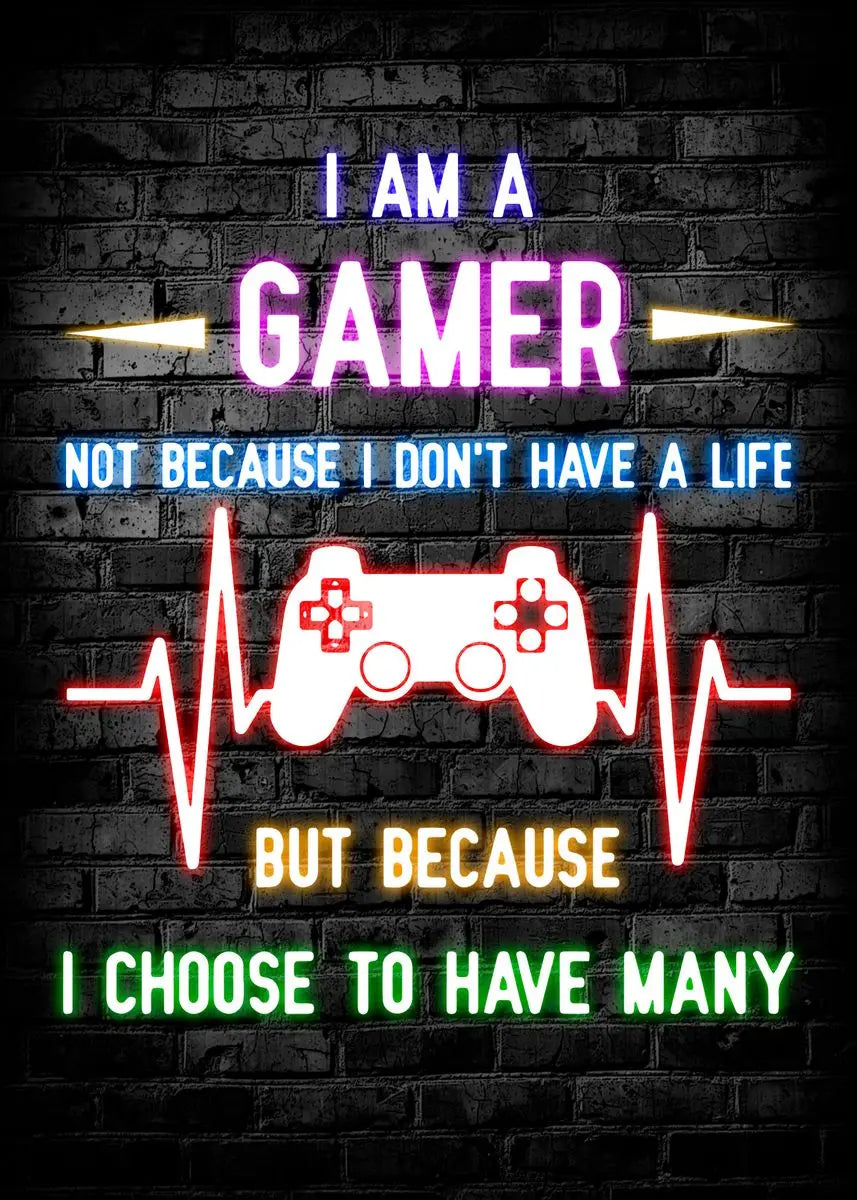 Póster Nordic Cat e Citações de Comando Gaming em Tela Moderna para Arte de Parede e Decoração Mural de Quarto Gamer para Rapazes e Raparigas (não néon)