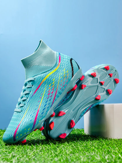 Chaussures de football pour adultes, adaptées à de multiples terrains, avec crampons AG FG, tissu en PU respirant, semelles antidérapantes en TPU, idéales pour l'entraînement et les petits tournois sur gazon.