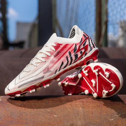 Chaussures de football AG FG pour hommes, semelles amortissantes en PU, crampons antidérapants pour adultes, pour entraînements de football de haute intensité sur pelouse extérieure.