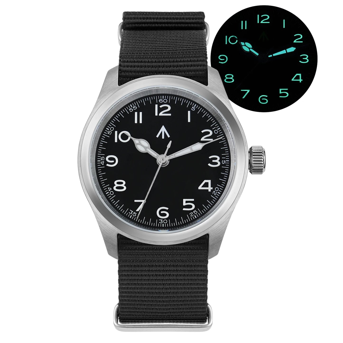 Militado ML08 Vintage Black Watch VH31 Sweep Quartz Wristwatch Ar Sapphire Crystal Luminous C3 BGW9 100 Waterproof Watches Man
