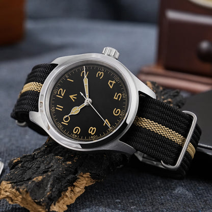Militado ML08 Vintage Black Watch VH31 Sweep Quartz Wristwatch Ar Sapphire Crystal Luminous C3 BGW9 100 Waterproof Watches Man