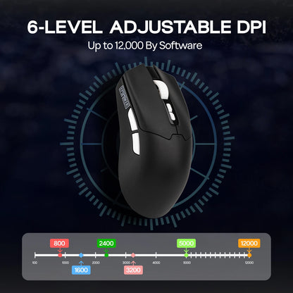 EPOMAKER Click Lite Wired/BT/2.4GHz Wireless Gaming Mouse PAW3311 Sensor 800 to 24000 DPI with 500mAh Battery for PC/Mac/Linux