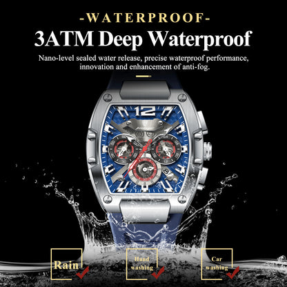 POEDAGAR Fashion Brand Men's Watch Luminous Waterproof Date Sports Male Watch Chronograph Silicone Quartz Watches For Man Reloj