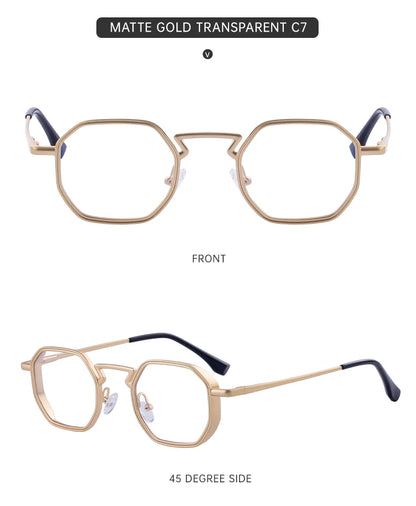 Small Frame Hexason Steampunk Sunglasses Men 2025 Luxury Brand Vintage Punk Eyewear Classic Polygon Metal Sun Glasses Male UV400