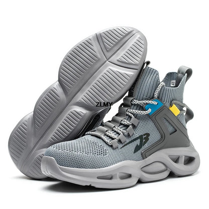 Zapatillas de seguridad transpirables para hombre con puntera de acero, resistentes a perforaciones, botas de trabajo ligeras de caña alta, calzado de seguridad anti-punzadas, nuevo