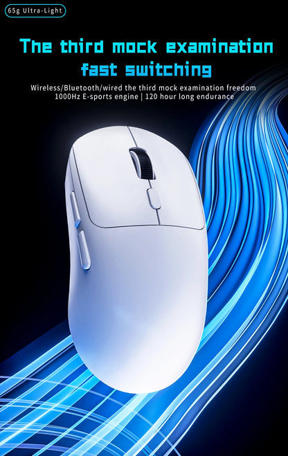 Gamingmus Bluetooth-mus uppladdningsbar gamermus PAW3395 lätt ergonomisk trådlös mus för esport