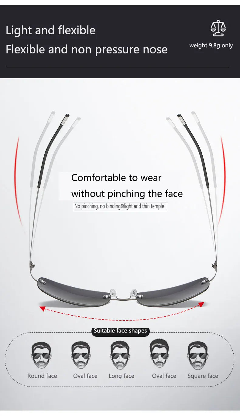 Titanium Frameless Polarized Sunglasses Driver Driving Night Vision Goggle Folding Ultra Light Color Film Titanium SunglassUV400