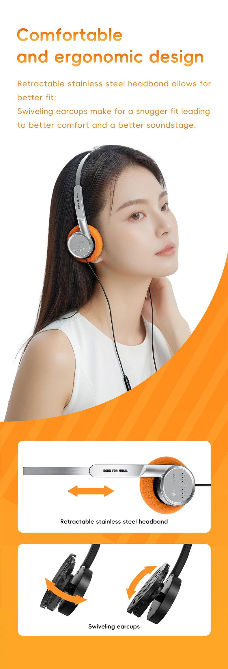 Snowsky/FiiO Wind 3.5mm ON-Ear Headphones for Recording Gaming with Microphone, 40mm Diaphragms driver,HiFi Sound