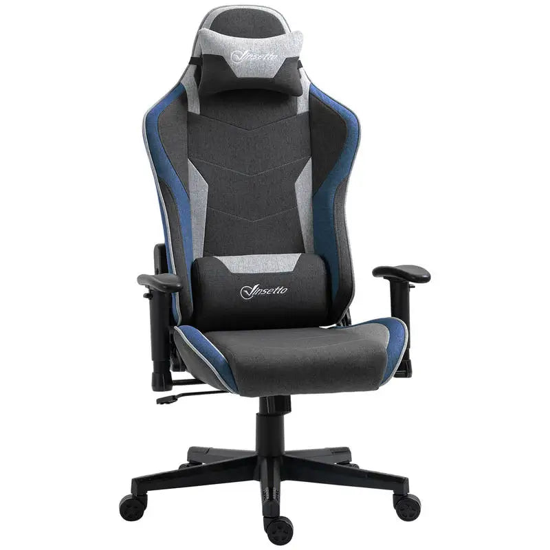 Gaming Chair Reclining 150 °   With Rocking Function, in Linen Effect Fabric, 66X53X128-138 Cm, Gray