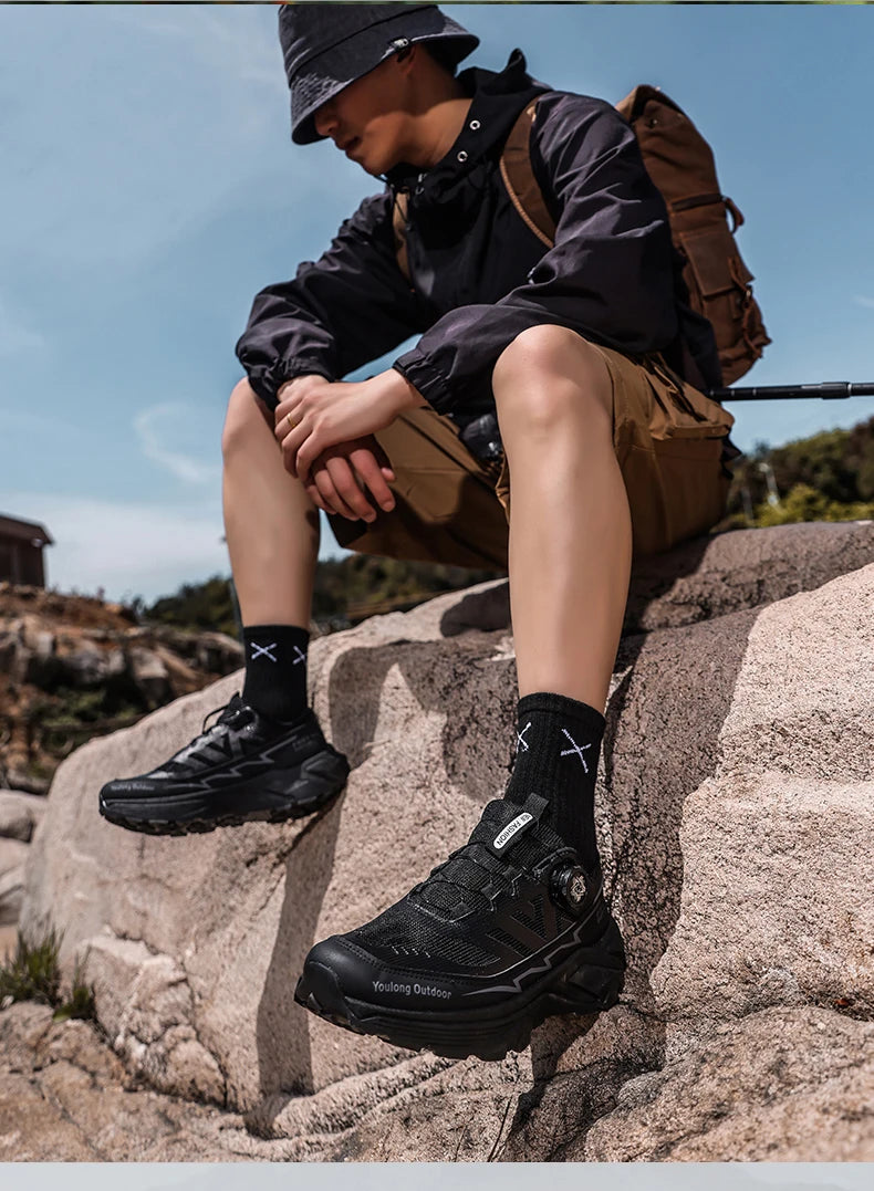 Scarpe da trekking traspiranti da uomo — Fibbia girevole, suola antiscivolo