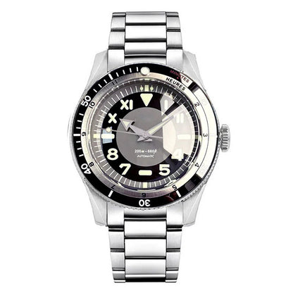 Tandorio Waterproof Watch Men Dome Sapphire Crystal Roman Numbers 120 Clicks Bezel NH35A/Miyota 8215 Movt Silicone Grey Dial