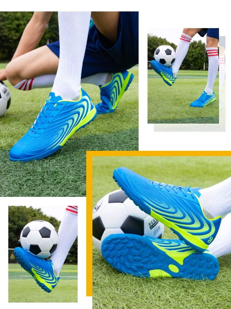 Baasploa Chaussures de football professionnelles pour homme, chaussures de sport d'entraînement antidérapantes pour l'extérieur, chaussures de football légères en cuir pour homme, Chuteira Campo