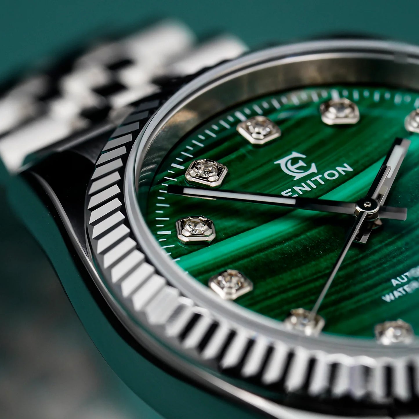 Eniton 36mm Men's Mechanical Watch with Stainless Steel Peacock Stone Tiger Eye Dial And NH35 Movement