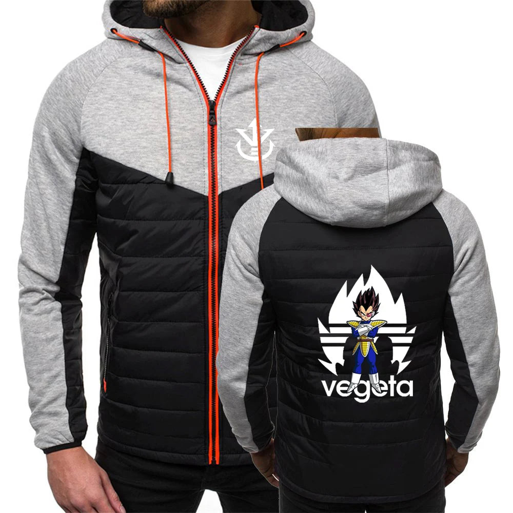 2026 Men's Saiyan Vegeta Avant-garde Style Patchwork Jacket Spring And Autumn Dragon Ball Logo Print Trendy Coat Hoodies, Produit gaming premium Fraquane