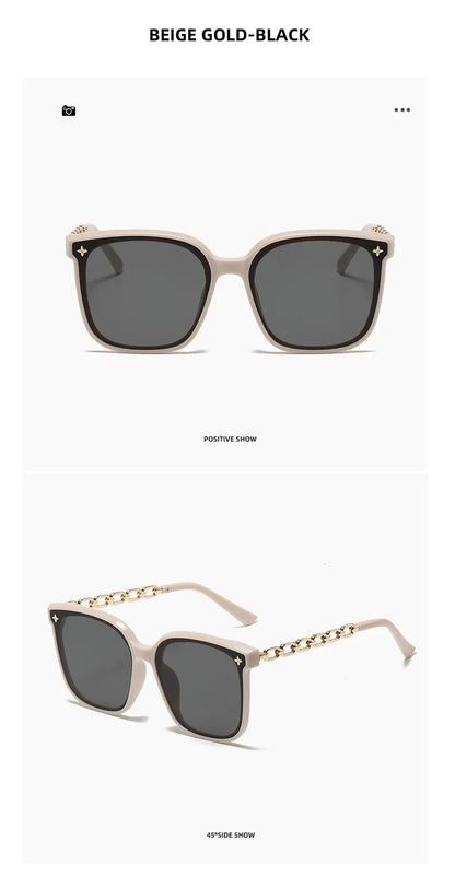 Square Sunglasses for Woman 2023 Vintage Big Frame Black Mirror Sun Glasses Shading Polarizer Sexy Female Travel Eyewear Uv400