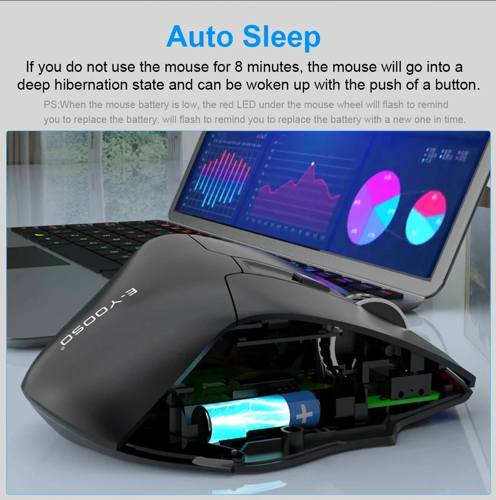 E-YOOSO 2.4G Wireless Mouse PAW3212 4800 DPI Ergonomic Mouse Gaming Mouse Office Mouse for Notebook PC Laptop MacBook