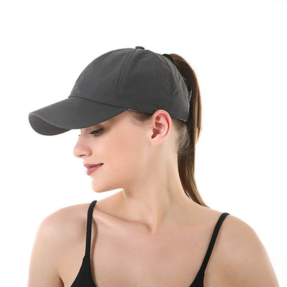 Women Summer Baseball Cap Solid Color Cross Ponytail Hat Quick-Drying Half-Hollow Men Caps Golf Wear Sport Leisure Hat 6 Colors
