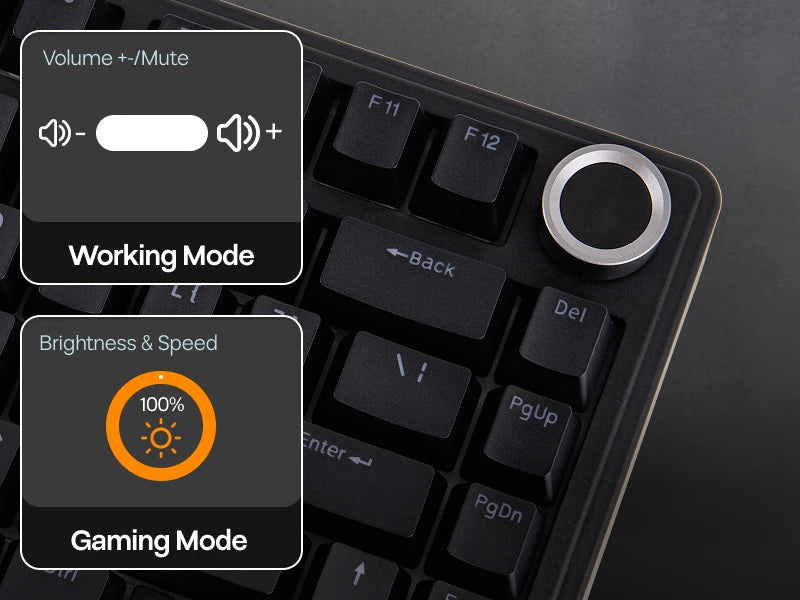 EPOMAKER x AULA F75 Teclado mecánico con cable 75% ANSI US Layout, montaje gasket, hot-swap, para Mac/WIN/Android, con perilla
