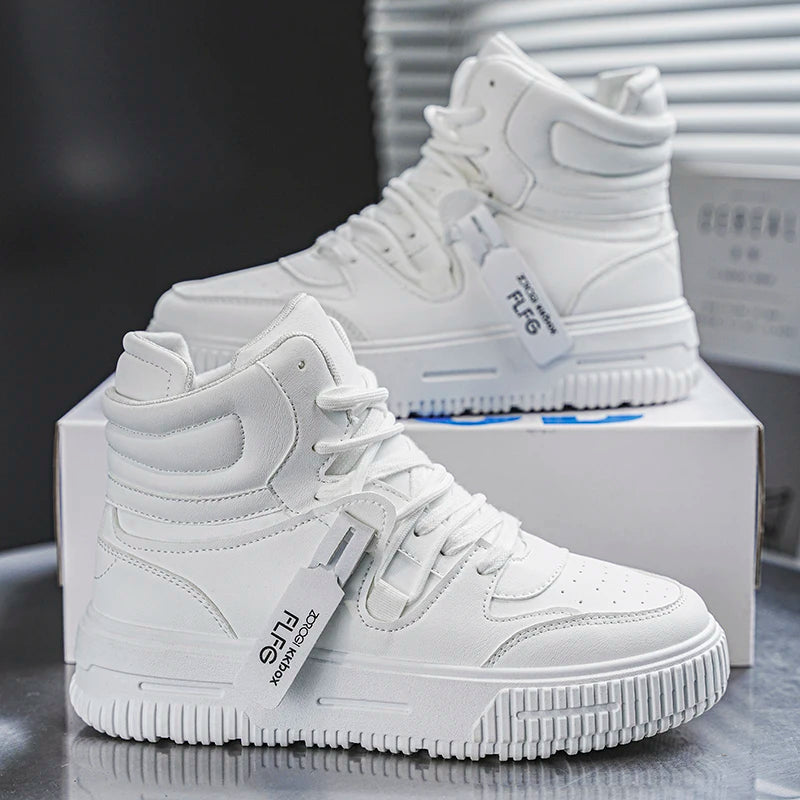 Baskets décontractées de mode, chaussures de skateboard montantes, bottines pour étudiants, hommes et femmes, tendance, résistantes à l'usure, bicolores, pour couples