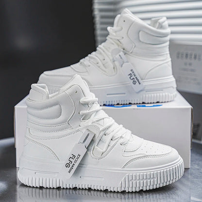 Baskets décontractées de mode, chaussures de skateboard montantes, bottines pour étudiants, hommes et femmes, tendance, résistantes à l'usure, bicolores, pour couples