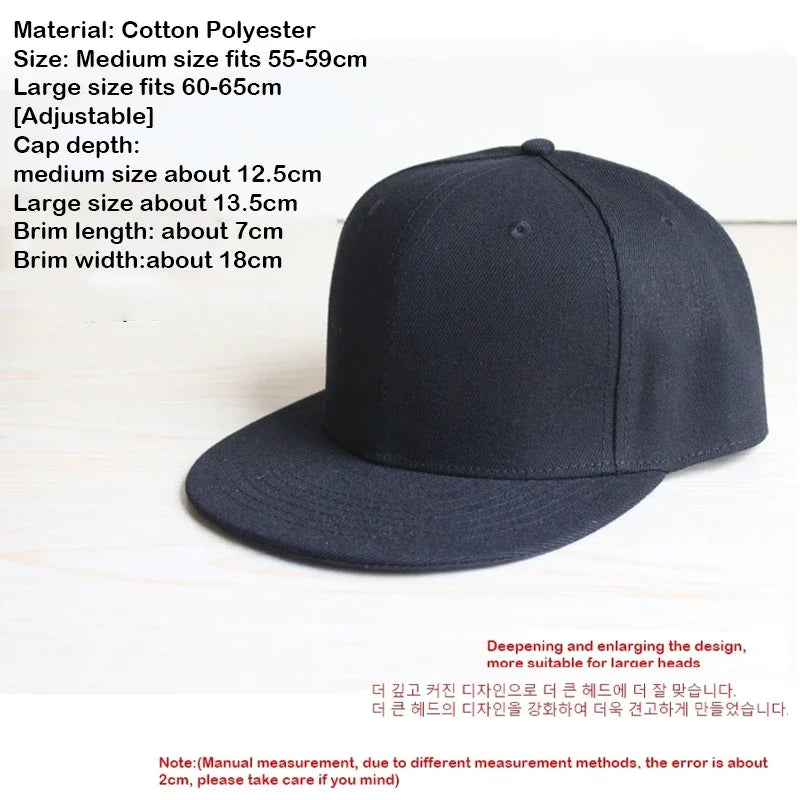 Enlarged Deepening XxxxL 65cm Snapback Cap Full Closed Men Women Flat Brim Hip Hop Hat Fitted Size Summer Baseball Cap Snapback