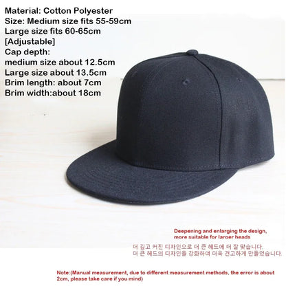 Enlarged Deepening XxxxL 65cm Snapback Cap Full Closed Men Women Flat Brim Hip Hop Hat Fitted Size Summer Baseball Cap Snapback