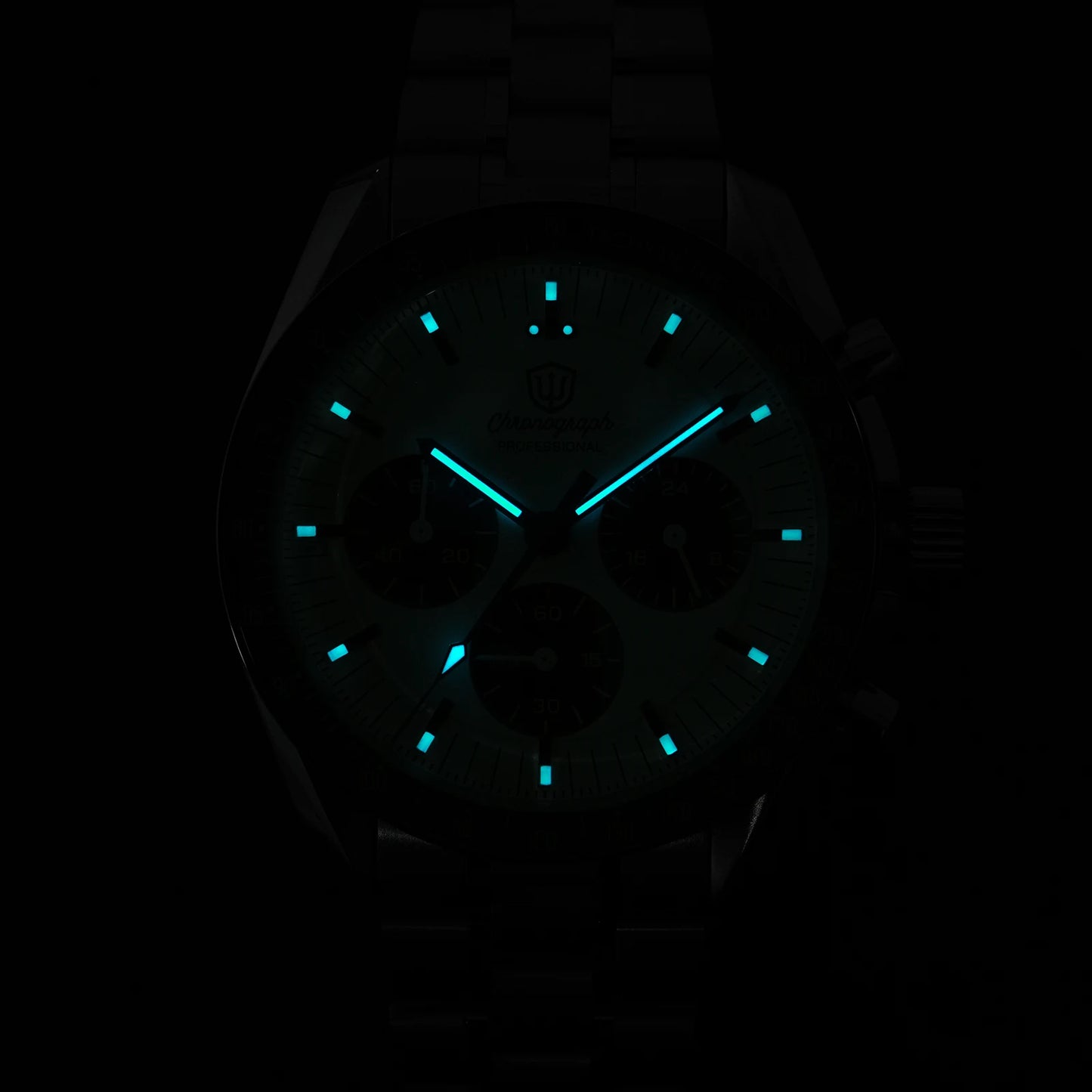 Watchdives WD1863 Watch VK63 Quartz Chronograph Movement Bubble Sapphire Crystal 100m Waterproof Luminous 39mm Vintage Watches