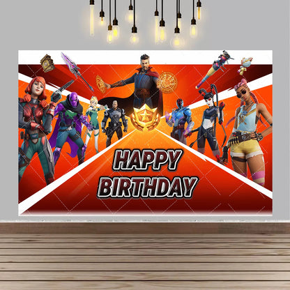 Backdrop F-fortniteds para Festa de Aniversário de Rapaz, Faixa Decorativa Infantil, Decoração de Mesa de Bolo de Aniversário, Acessórios para Festa, Adereços Fotográficos e Presente