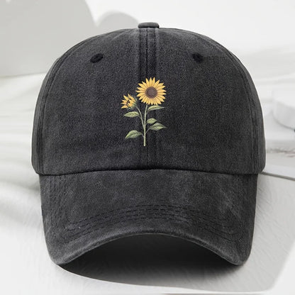 Retro Sunflower Pattern Baseball Hat Dad Hat, Suitable for Outdoor Sports, Fishing and Camping, Hiking Hat