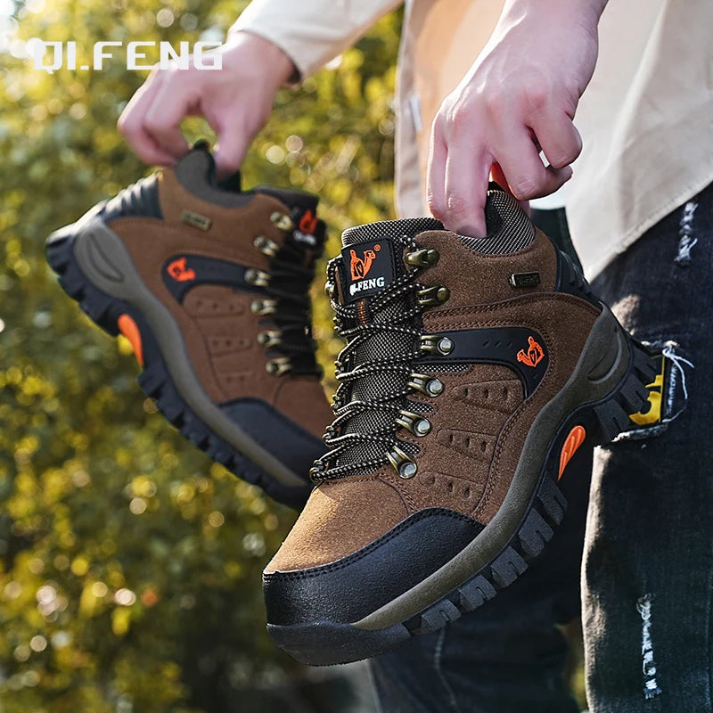 Scarpe da trekking outdoor autunno-inverno da uomo, scarpe da escursionismo impermeabili, scarponi da montagna, in vera pelle, scarpe da caccia nei boschi, scarpe tattiche