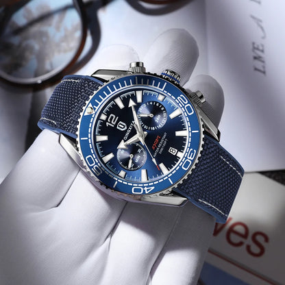QINGXIYA Brand Luxury Multifunctional Quartz Watch Men Silicone Strap Waterproof Luminous Chronograph Watches Mens Sports Watch