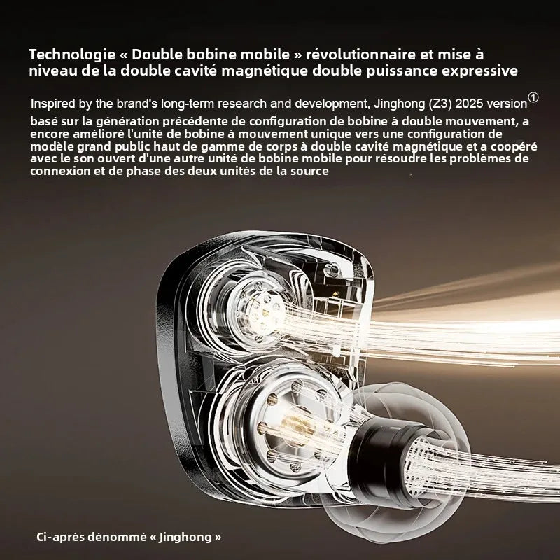 Zhulinniao JingHong Z3 2025 High-Fidelity In-Ear HiFi Earphones Dual Dynamic Drivers Metal Music Monitor Customizable Audio