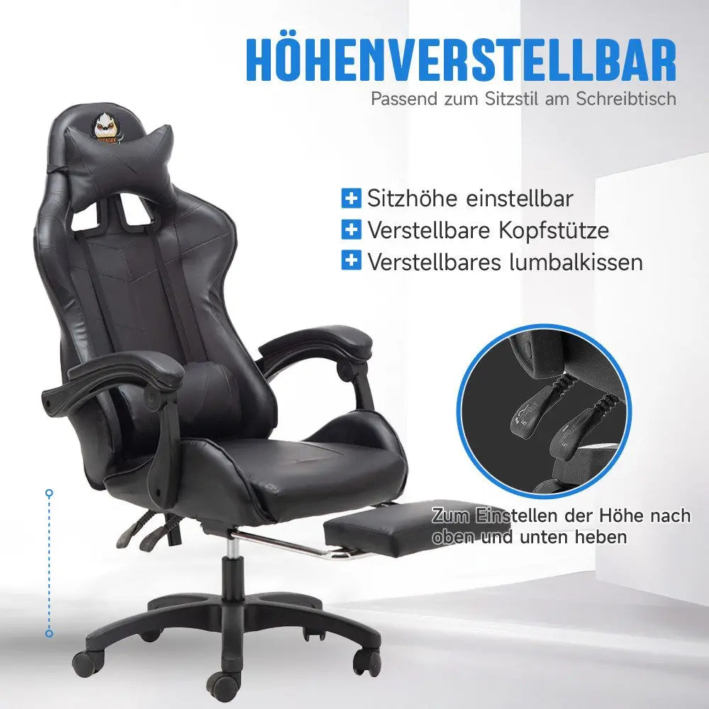 Silla gaming Sillón gaming Silla de oficina ajustable en altura con función reclinable ajustable, orejas de gato y cojines