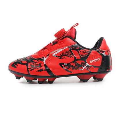 Chaussures de Football à lacets rapides pour enfants, blanches et bleues, crampons ultralégers de haute qualité, baskets de Football antidérapantes pour Match en plein air